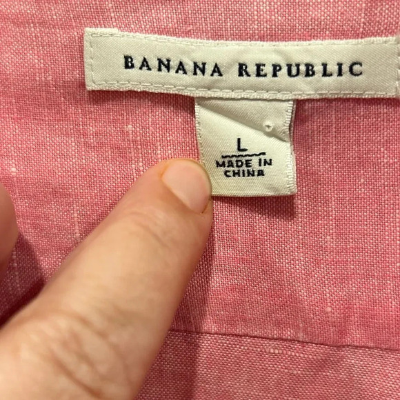 Banana Republic Pink‎ Flax Cotton Button Down Shirt women’s size Large - Picture 5 of 7